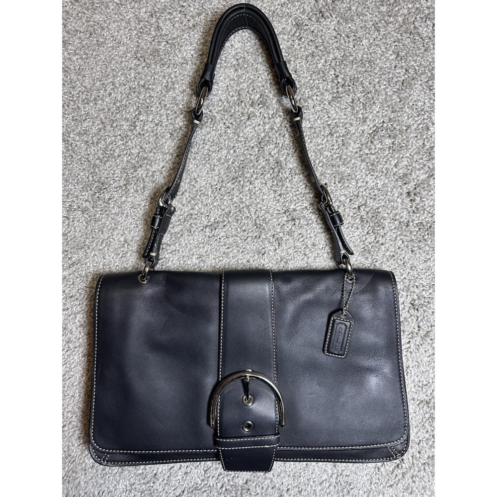 Coach Soho 9741 Black Leather Buckle Flapβ Shoulder Bag Y2K Hangtag EUC